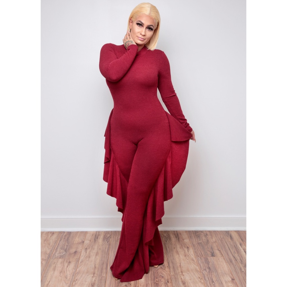 Ruffle knit jumpsuit